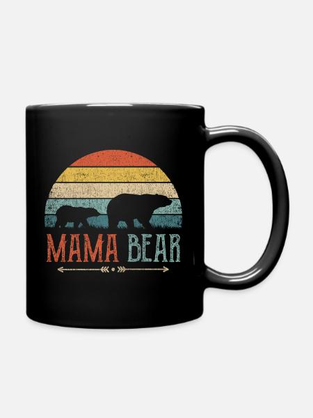 Maman Ours Mère Femme Cadeau Parents Couples Femmes - Mug uni - noir
