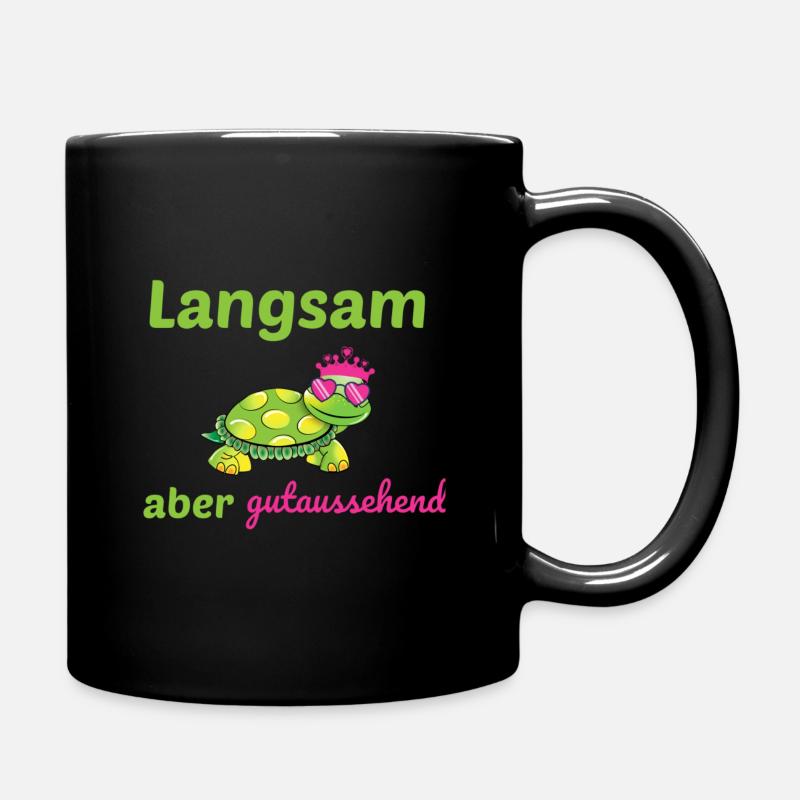 Joggen Schildkröte Krone langsam aber gutaussehend - Tasse einfarbig - Schwarz