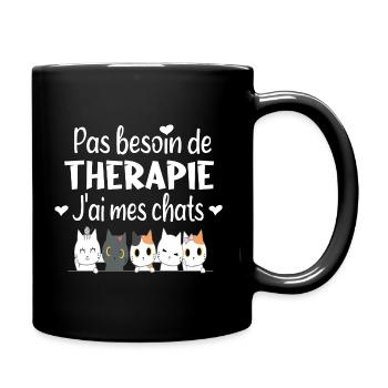 J'ai mes chats. Humour cadeau passion chat chaton - Mug uni - noir - Droite