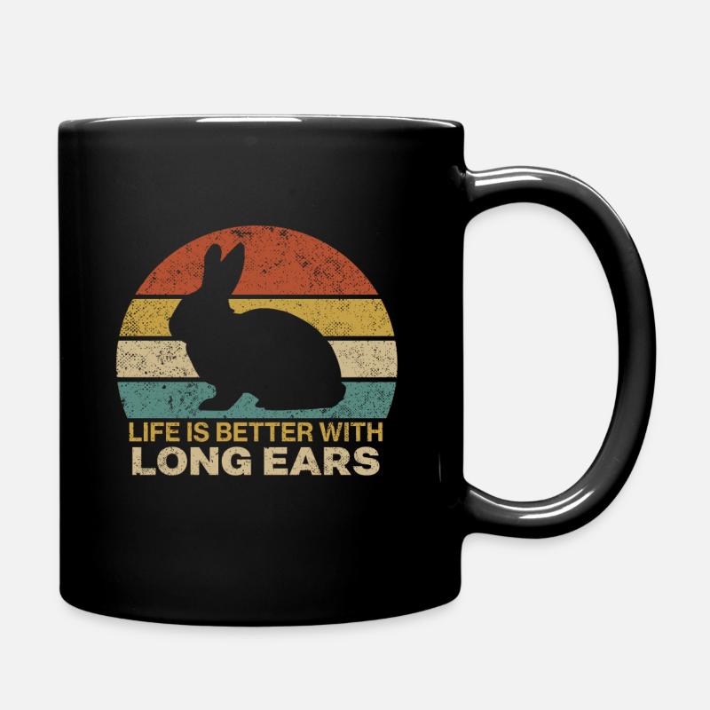 Kaninchen Hase Retro - Tasse einfarbig - Schwarz
