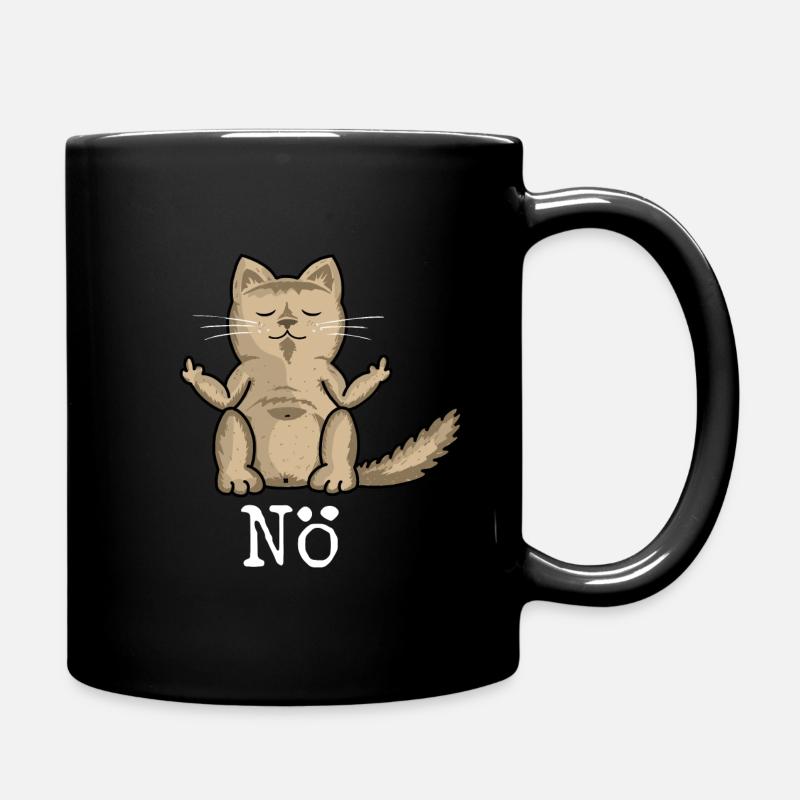 Katze Mittelfinger Stinkefinger Lustig Spruch NÖ - Tasse einfarbig - Schwarz