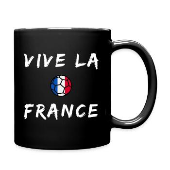 Es lebe Frankreich, Fußball - Tasse einfarbig - Schwarz - Rechts