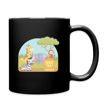 Niedliche wilde Safari-Tiere - Tasse einfarbig - Schwarz - Rechts