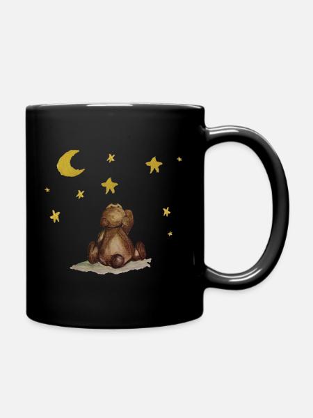 Petit ours, étoiles et lune - Mug uni - noir