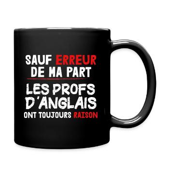 Anglais - Professeur - Enseignant - Cadeau - Drôle - Mug uni - noir - Droite
