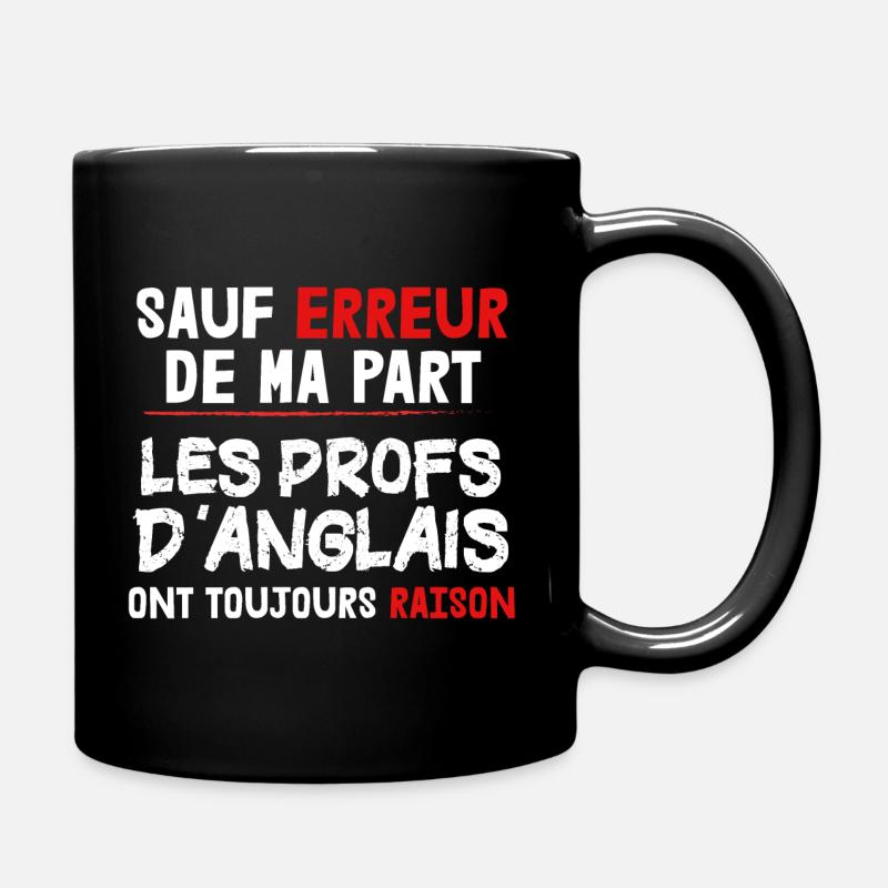 Anglais - Professeur - Enseignant - Cadeau - Drôle - Mug uni - noir