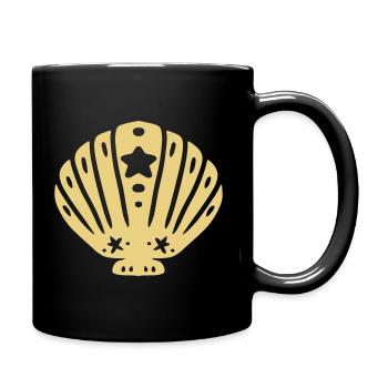 Schmuck Muschel Sternmuschel Geschenkidee - Tasse einfarbig - Schwarz - Rechts