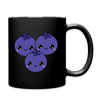 cute. funny fruit, blueberry, süße frucht,beeren - Tasse einfarbig - Schwarz - Rechts