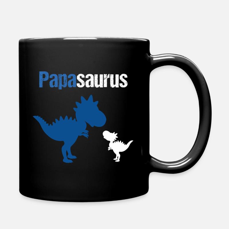 Papasaurus Dinosaurier für Papa Vatertag Geschenk - Tasse einfarbig - Schwarz