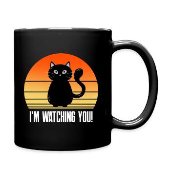 I'm watching you funny black Cat schwarze Katze - Full Colour Mug - black - Right