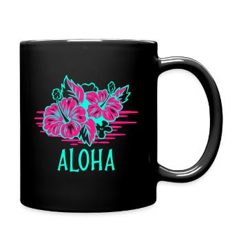 Aloha Hibiscus Floral Hawaii Gift Surfer kona - Full Colour Mug - black - Right