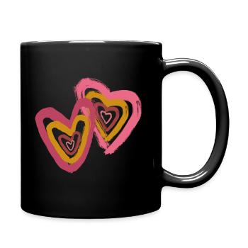 Herz in Herz Liebe Doppelherz - Tasse einfarbig - Schwarz - Rechts