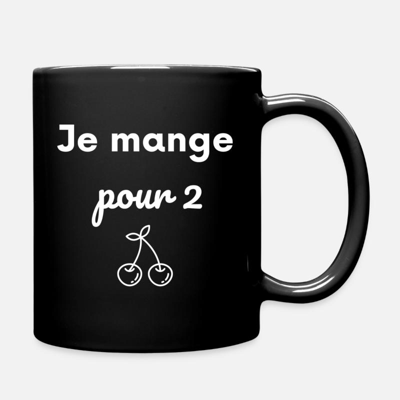 Je mange pour 2 : Annonce grossesse cerise - Mug uni - noir