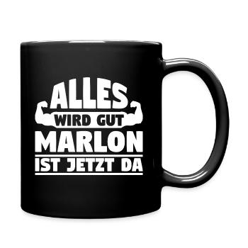 Alles wird gut Marlon ist jetzt da - Tasse einfarbig - Schwarz - Rechts