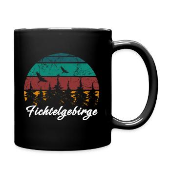 Fichtelgebirge Berg Gebirge Retro Vintage Wandern - Tasse einfarbig - Schwarz - Rechts