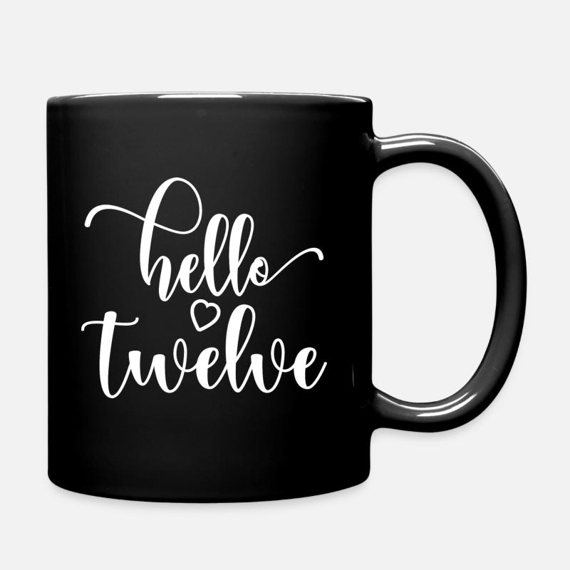 Hello Twelve - Süßes Geschenk zum 12. Geburtstag für Mädchen - Tasse einfarbig - Schwarz