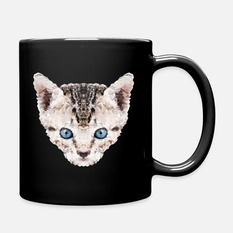 Polygonkatze, Hauskatze, blaue Augen - Tasse einfarbig - Schwarz