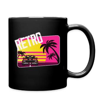retro car sunset - Tasse einfarbig - Schwarz - Rechts