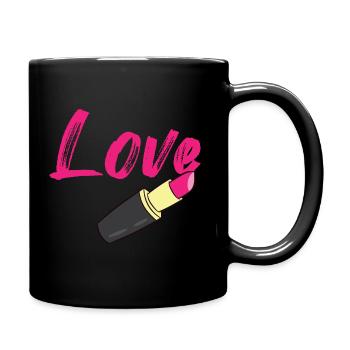 Rouge à lèvres - Love écrit en rouge à lèvres - Mug uni - noir - Droite