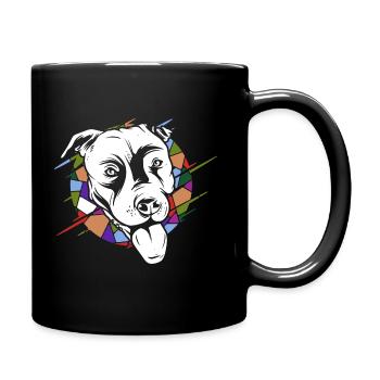 Cute Vintage Retro Pitbull Dog - Tasse einfarbig - Schwarz - Rechts