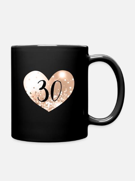 30 heart number - Full Colour Mug - black