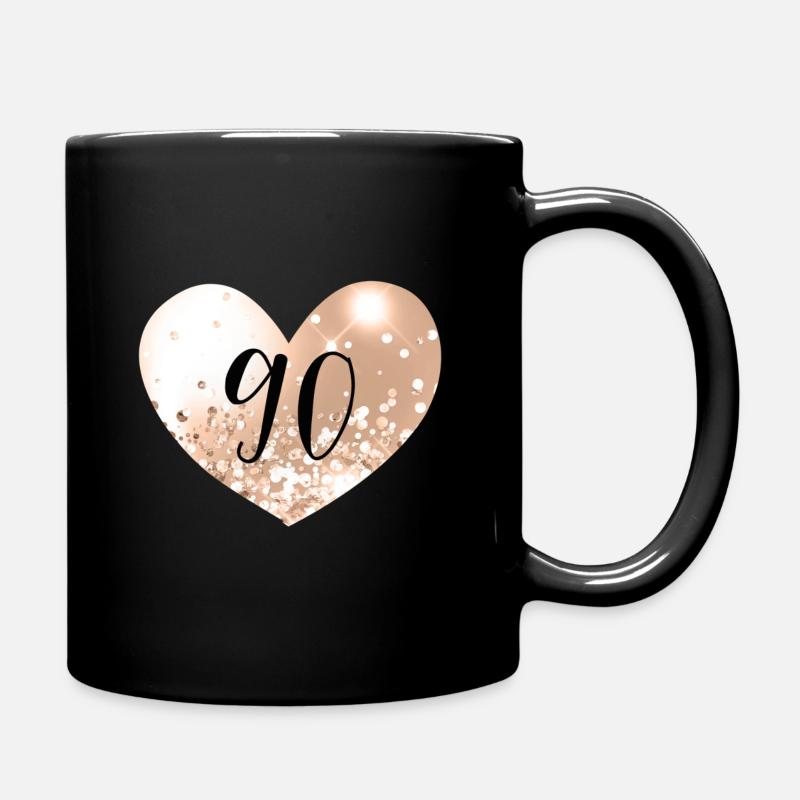 90 heart number - Full Colour Mug - black