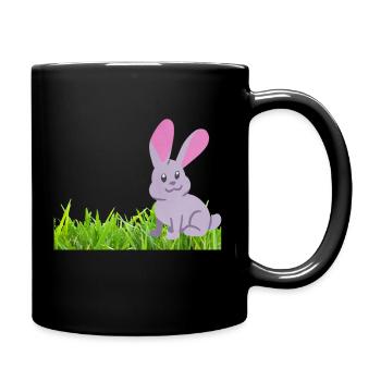 Rabbit on grass - Full Colour Mug - black - Right