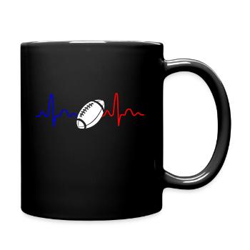 Rugby-Herzschlag-Fan von Rugby Frankreich - Tasse einfarbig - Schwarz - Rechts