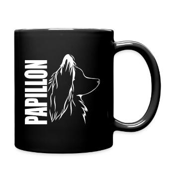 PAPILLON Profil Hunde Hund Wilsigns - Tasse einfarbig - Schwarz - Rechts