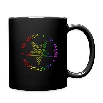 Baphomet Pentagram Symbol Satanas - No Racism - Full Colour Mug - black - Right