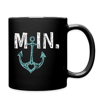 Moin Anker Seefahrt Design Geschenkidee - Tasse einfarbig - Schwarz - Rechts