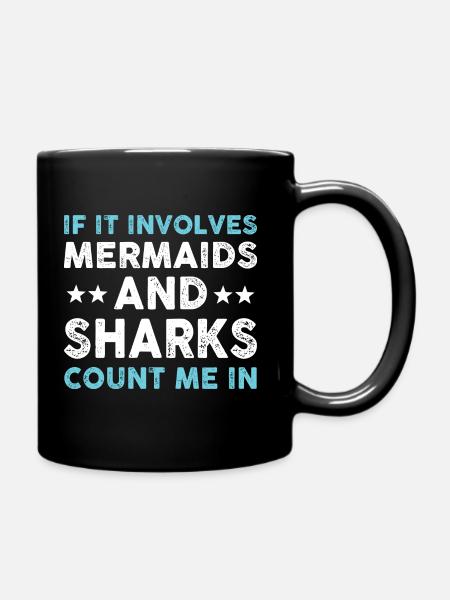 Funny Mermaids And Sharks - Tasse einfarbig - Schwarz