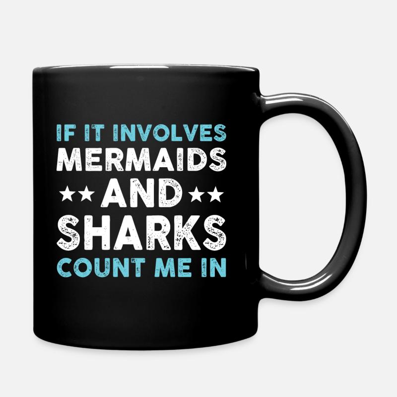 Funny Mermaids And Sharks - Tasse einfarbig - Schwarz
