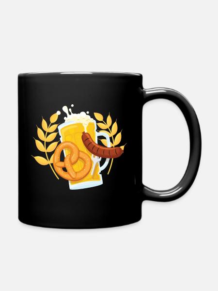 Bier Brezel Wurst - O'Zapft - Tasse einfarbig - Schwarz