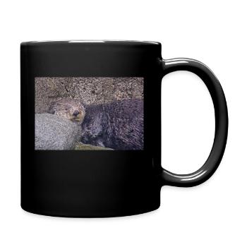Kleiner Otter macht ein süßes Nickerchen - Tasse einfarbig - Schwarz - Rechts