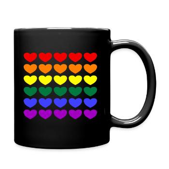 Rainbow Hearts - Full Colour Mug - black - Right