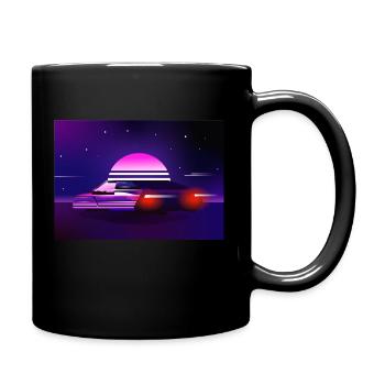 Synthwave Auto Retro Design 80s - Tasse einfarbig - Schwarz - Rechts