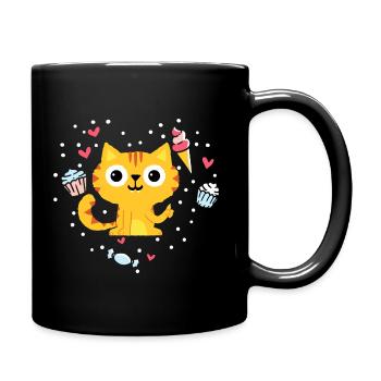 Cat I love cats heart child owner sayings - Full Colour Mug - black - Right