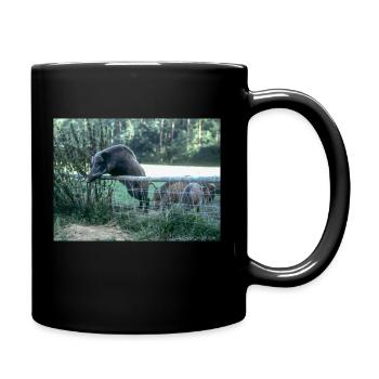 Wildschwein springt über Zaun - Tasse einfarbig - Schwarz - Rechts