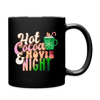 Hot cocoa movie night Cocoa Chocolate Film Cinema - Full Colour Mug - black - Right