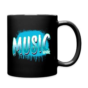 Music lover blue graffiti color paint spray - Full Colour Mug - black - Right