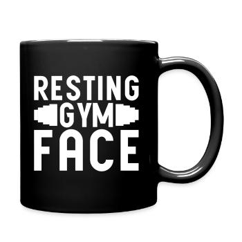 Resting Gym Face - Fitness Spruch - Tasse einfarbig - Schwarz - Rechts