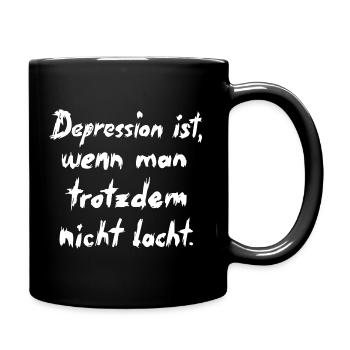 Depression ist,... weiße Schrift - Tasse einfarbig - Schwarz - Rechts