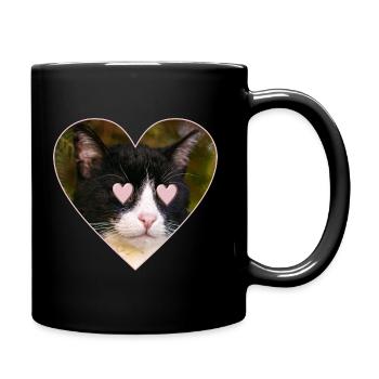 Chat avec des cœurs - Mug uni - noir - Droite
