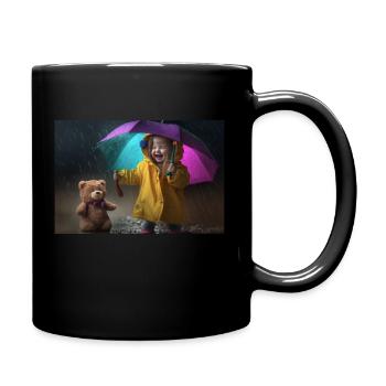 Little girl playing in the rain - Tasse einfarbig - Schwarz - Rechts
