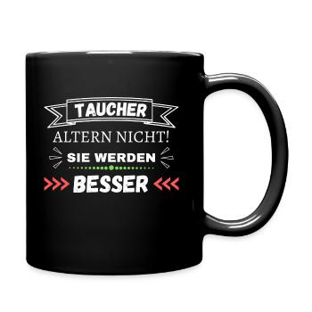 Taucher altern nicht! Sie werden besser - Tasse einfarbig - Schwarz - Rechts