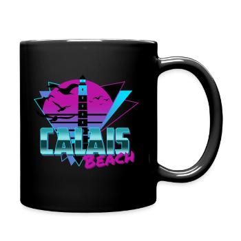 Calais Beach Retro synthwave Calais plage nord - Mug uni - noir - Droite