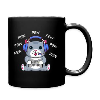 Pew Pew Cat - Full Colour Mug - black - Right