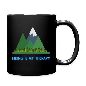 Hiking is my therapy - Wandern Spruch Motivation - Tasse einfarbig - Schwarz - Rechts