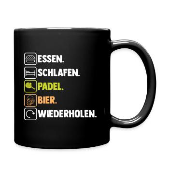 Bier Tennis Padelspieler Padel - Tasse einfarbig - Schwarz - Rechts